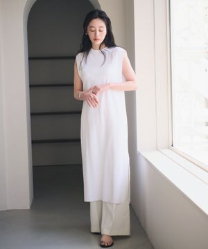  【洗える】サーマルノースリーブワンピース