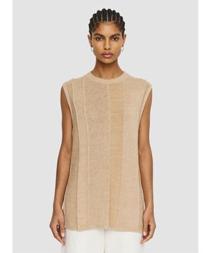  【洗える】リネンブレンド　タンクトップ