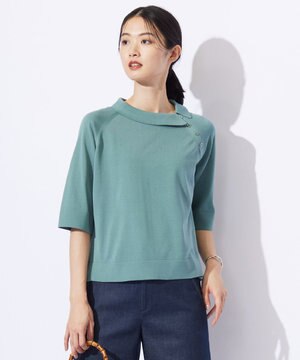  【洗える】COTTON POLYESTER 襟付き ニット