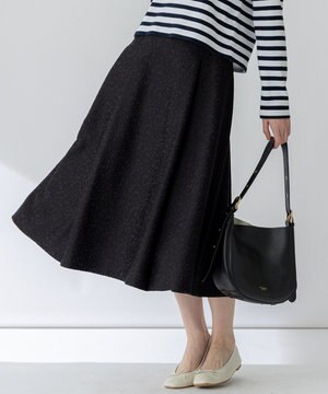  【洗える】ジオメトリックジャカード タックフレア スカート