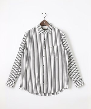  【キングサイズ・ストレッチで快適な着心地・イージーケア】ランダムストライプ ジャージー シャツ