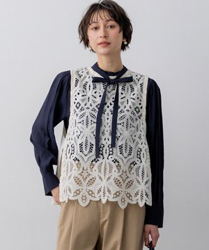  【先行予約】エンブロイダリーレース ニットベスト