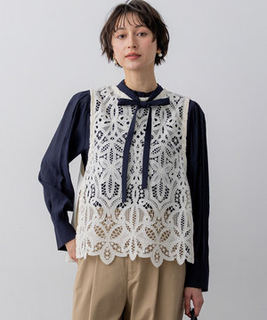 エンブロイダリーレース ニットベスト