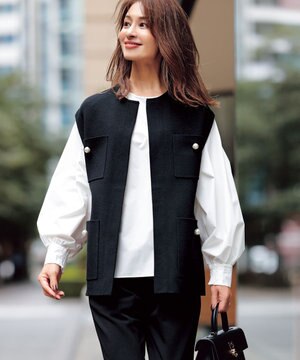 【VERYコラボ】パールボタンニットジレ