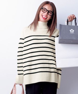  あぜ編みオフタートルニット