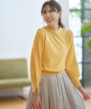  【CICA加工・選べる9色展開】スリットポイントボトルネック ニット