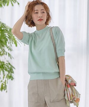  【Oggi4月号掲載/洗える】プレミアムビオコットン 半袖 ニット