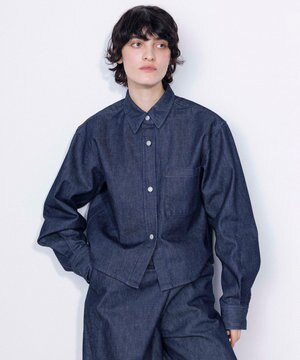  【ReNave・セットアップ可/洗える】マーセライズデニムシャツ