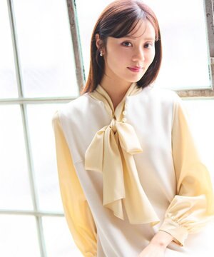 【新色追加・洗える】ボリューム リボンタイ ブラウス