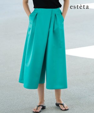  【エステータ】フォルムサテン キュロットパンツ