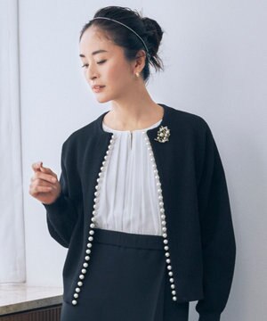  【洗える】パールディティールニット カーディガン