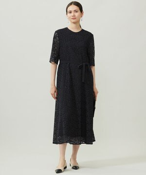  【洗える】フラワーリーフコードレース ワンピース