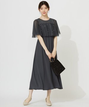  【Lily Calin】ラッフルチュールフェイクパール ドレス