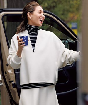  BEAUTY FORM JERSEY キーネックプルオーバー