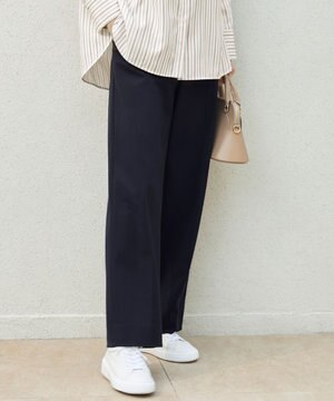  【洗える】ライトフィールジャージーワイドストレート パンツ