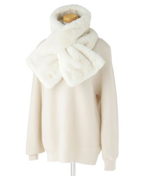  PAUL & JOE ACCESSOIRES フェイクファー×ツイード リバーシブルマフラー