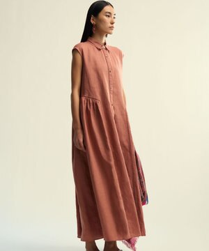  【GOLD LABEL】ノーザンリネン ハシゴレース シャツワンピース