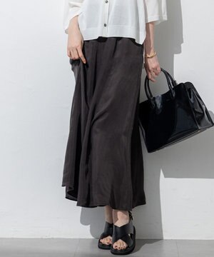  【接触冷感/洗える】フィブリルツイル ギャザー スカート