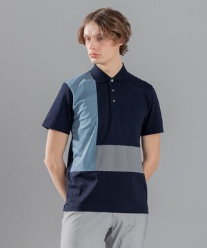  カラーコットンブロック ポロシャツ