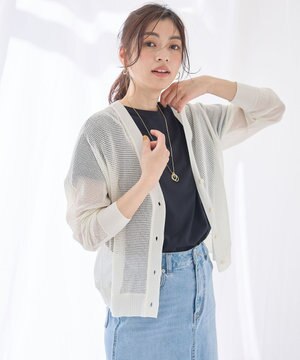 メッシュＶネックニットカーディガン