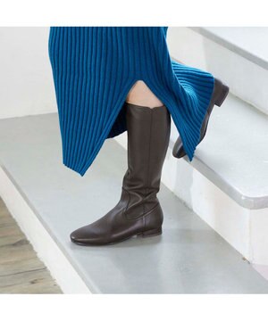  <Riz raffinee>スクエアトゥプレーンロングブーツ