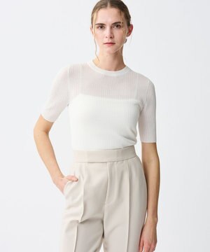  ラスターシアーニット ワイドリブトップス