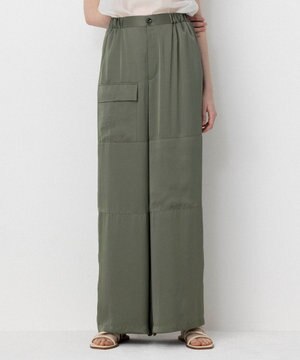 【Nave・洗える/ウエストゴム】ヴィンテージサテン ワイドパンツ