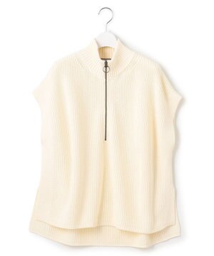  【WOMEN】コットンニット ハーフジップポンチョ