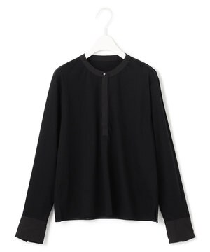  【洗える】 コンビネーションジャージー ヘンリーネックカットソー