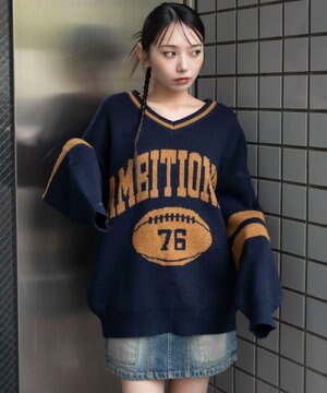  【25年秋冬新作】フラッフィーVネックニットBIGプルオーバー