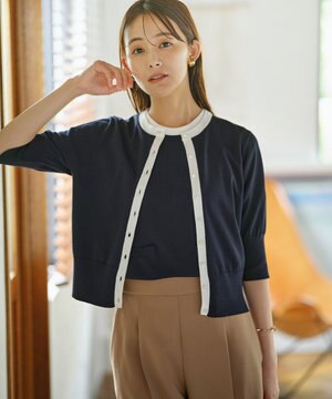 【洗える・6色展開】CANDYボタン 半袖カーディガン