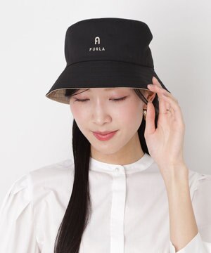  FURLA(フルラ)リバーシブルバケットハット 帽子 無地 UVカット 手洗い可能