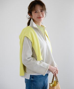  【Oggi掲載】シャイニーコットンテリー ハーフジップ スウェット