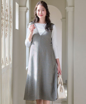 【洗える】ツイード調ワンピース セット