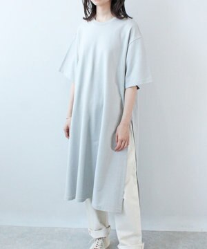  HIGH GAUGE URAKE HAIF SLEEVE SIDE SLIT ロングワンピース