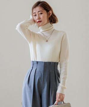  【Oggi1月号/CLASSY.11月号掲載】ウーステッドウール リブタートルネック ニット