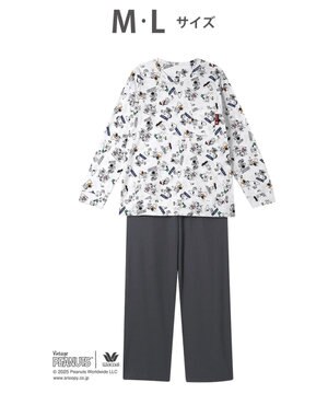  ワコール_リラックス＆スリープ パジャマ 長袖 長ズボン 綿100%(本体) PEANUTS スヌーピー レディース FDX554 /ワコール