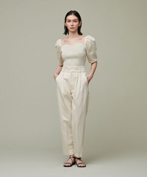 【uncrave WHITE】デニム テーパードパンツ