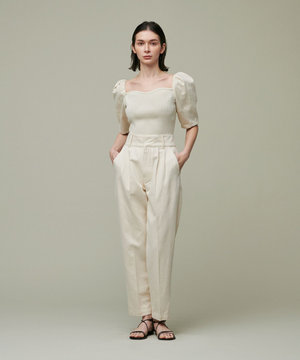 【uncrave WHITE】デニム テーパードパンツ