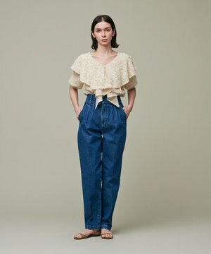 【uncrave WHITE】デニム テーパードパンツ