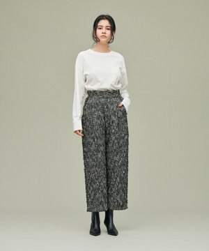 【スタイリスト金子綾×uncrave WHITE コラボ】クロップド ツイードパンツ