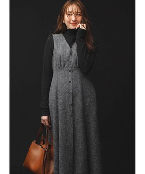  【洗える】ツイーディマーメイド ジャンパースカート