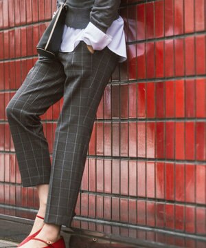  2WAYウォームストレッチ ストレートチェックパンツ