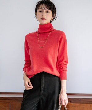  【滝沢眞規子さん着用/BAILA掲載/洗える】ピュアカシミヤ タートルネック ニット