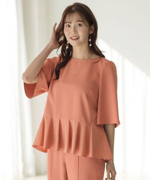  【撥水・接触冷感・UVカット】コンフォートイージーペプラム  ブラウス