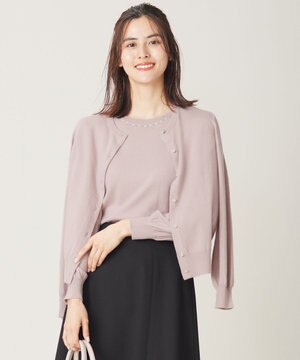  【洗える】ウールブレンド カーディガン