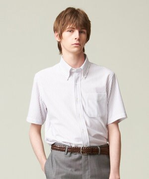  【夏に嬉しい高機能】カノコインレイストライプパッチポケット シャツ/B.D.
