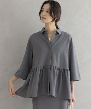  ジョーゼットジャージーボウタイチュニック ブラウス