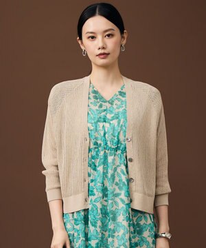  ファインリネンナイロン カーディガン