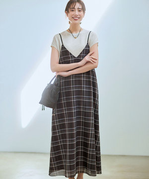 【見上愛さん着用】ハイツイストシアーチェック キャミソールワンピース